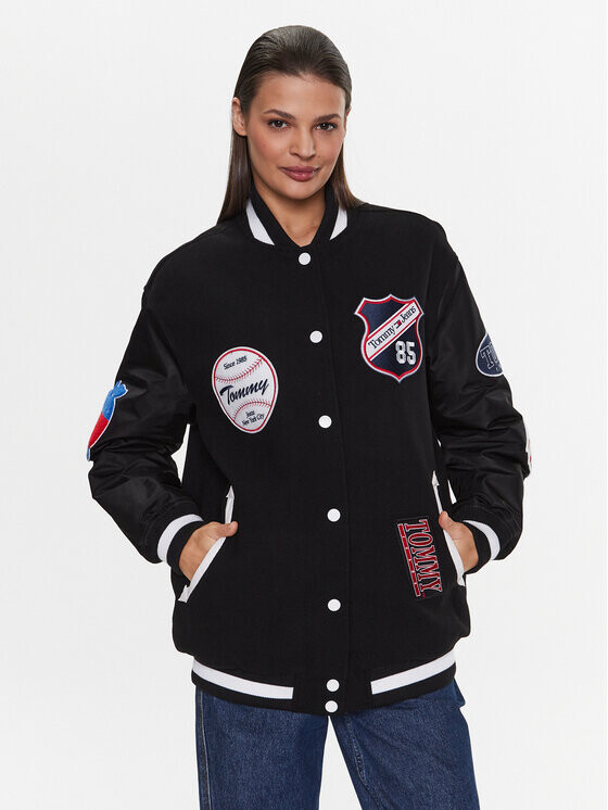 

Куртка-бомбер оверсайз Tommy Jeans, черный
