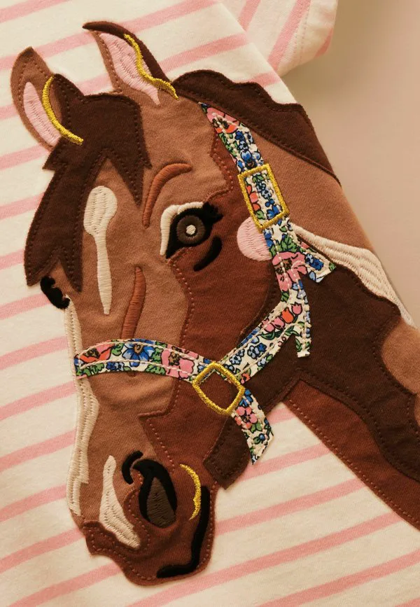 Футболка astra с аппликационным принтом, стандартного кроя. Joules, Pink Stripe Horse — фото 3