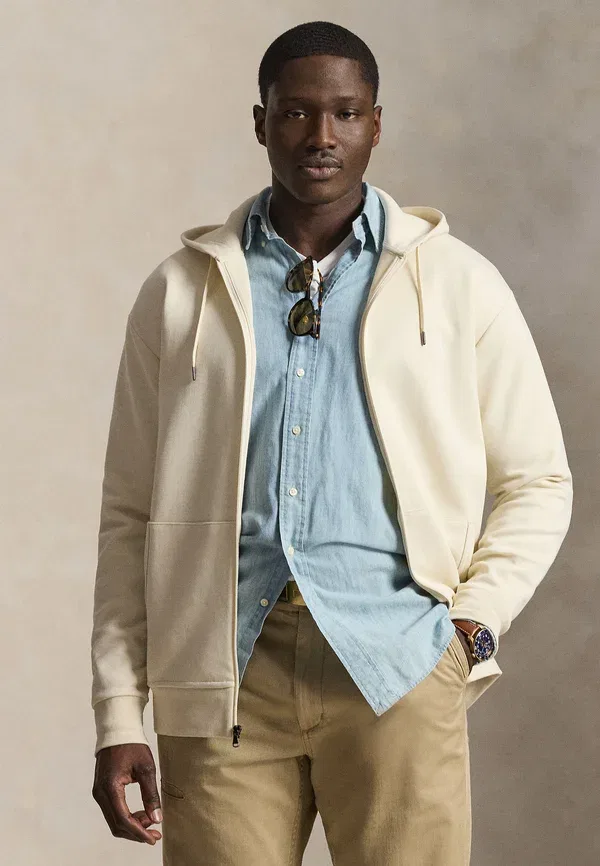 Толстовка на молнии Double Knit Full Zip, Polo Ralph Lauren Big & Tall, кремовый