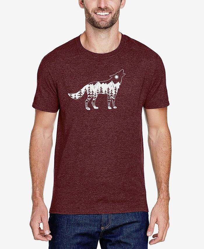 

Мужская футболка премиум-класса Word Art Howling Wolf LA Pop Art, красный