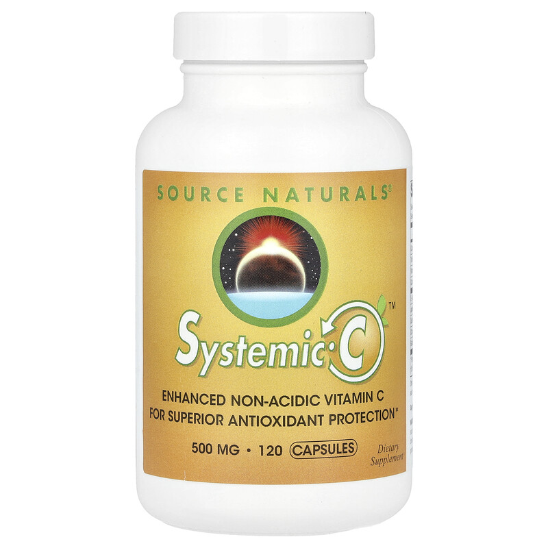 

Source Naturals, Systemic C , 1000 мг, 120 капсул (500 мг на капсулу)