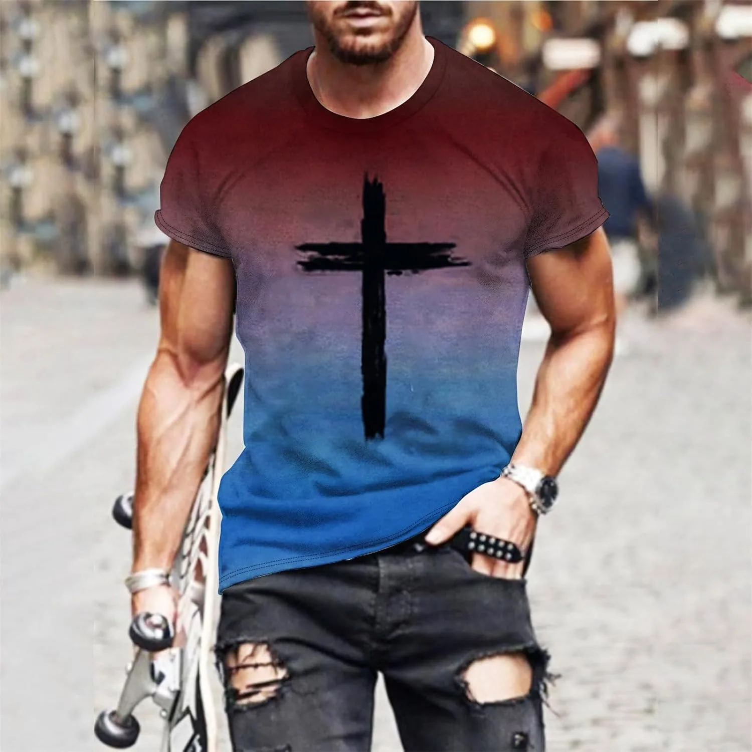 Футболка мужская Jesus Cross Graphic, короткий рукав, Muscle Fit — фото 2
