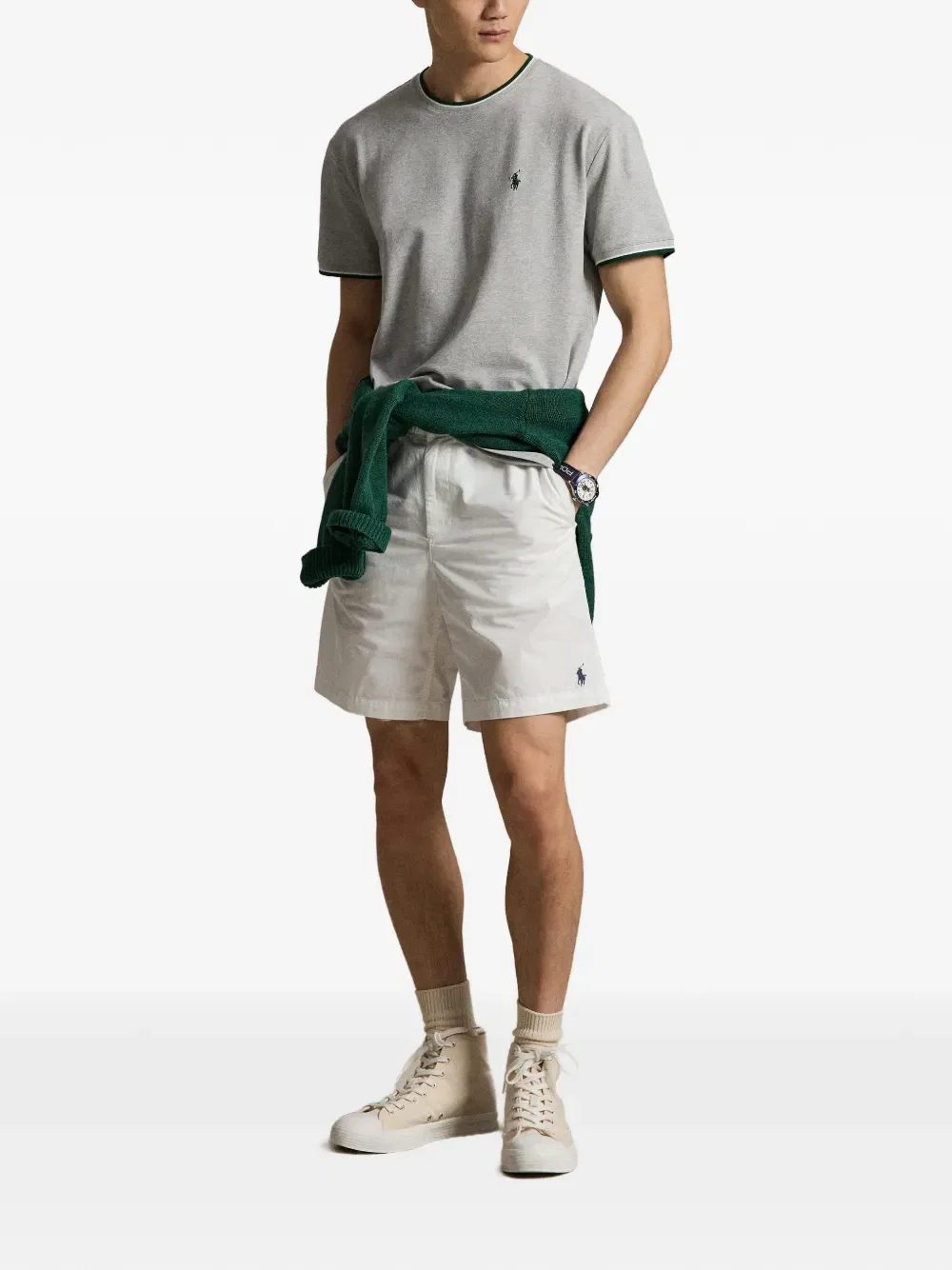 Футболка классического кроя с вышивкой Polo Ralph Lauren, серый — фото 2
