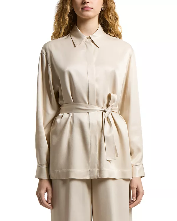 

Блузка с длинными рукавами и поясом Peserico, белый