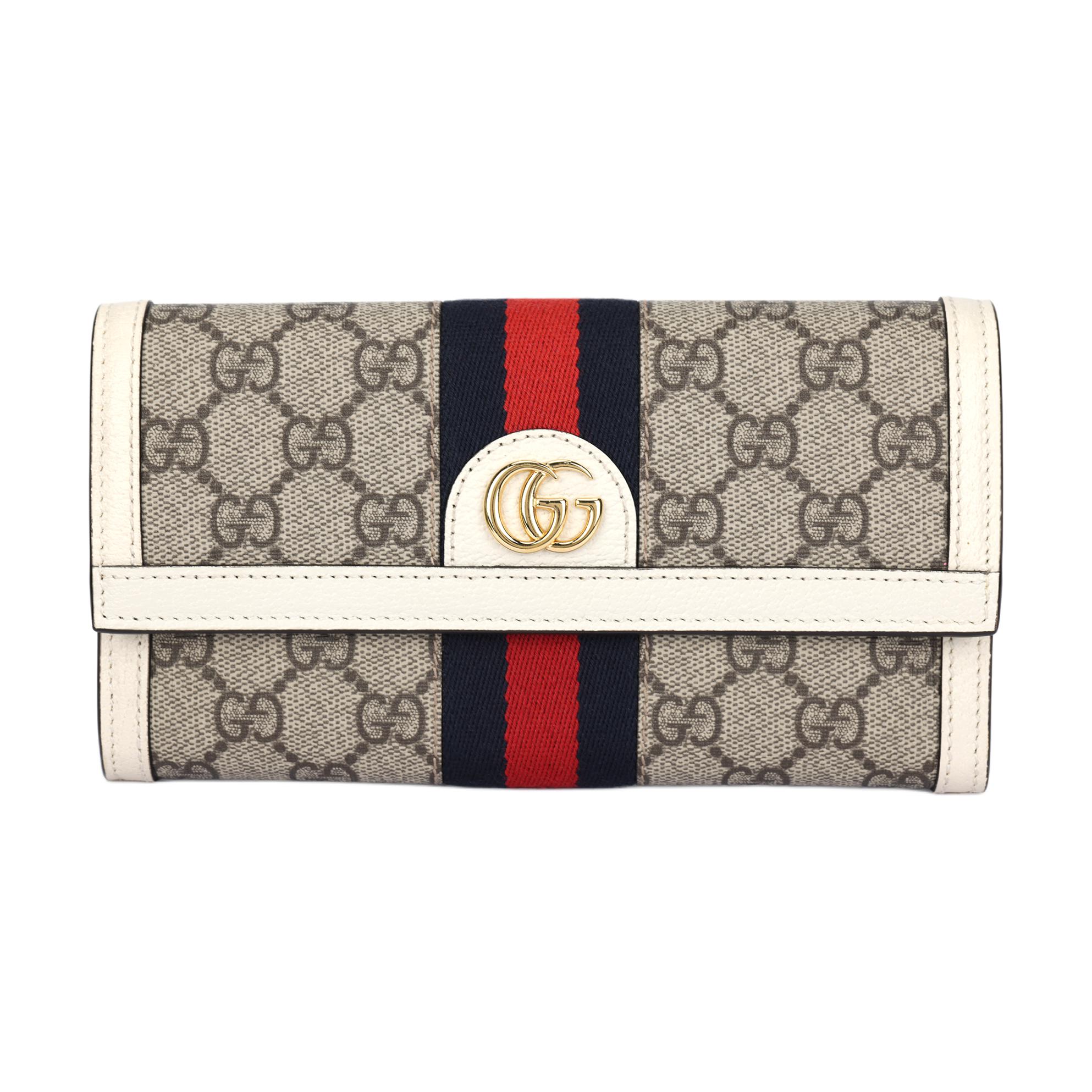 

GUCCI Женский кошелек Ophidia из холста и кожи в цвете эбонитовый с белым