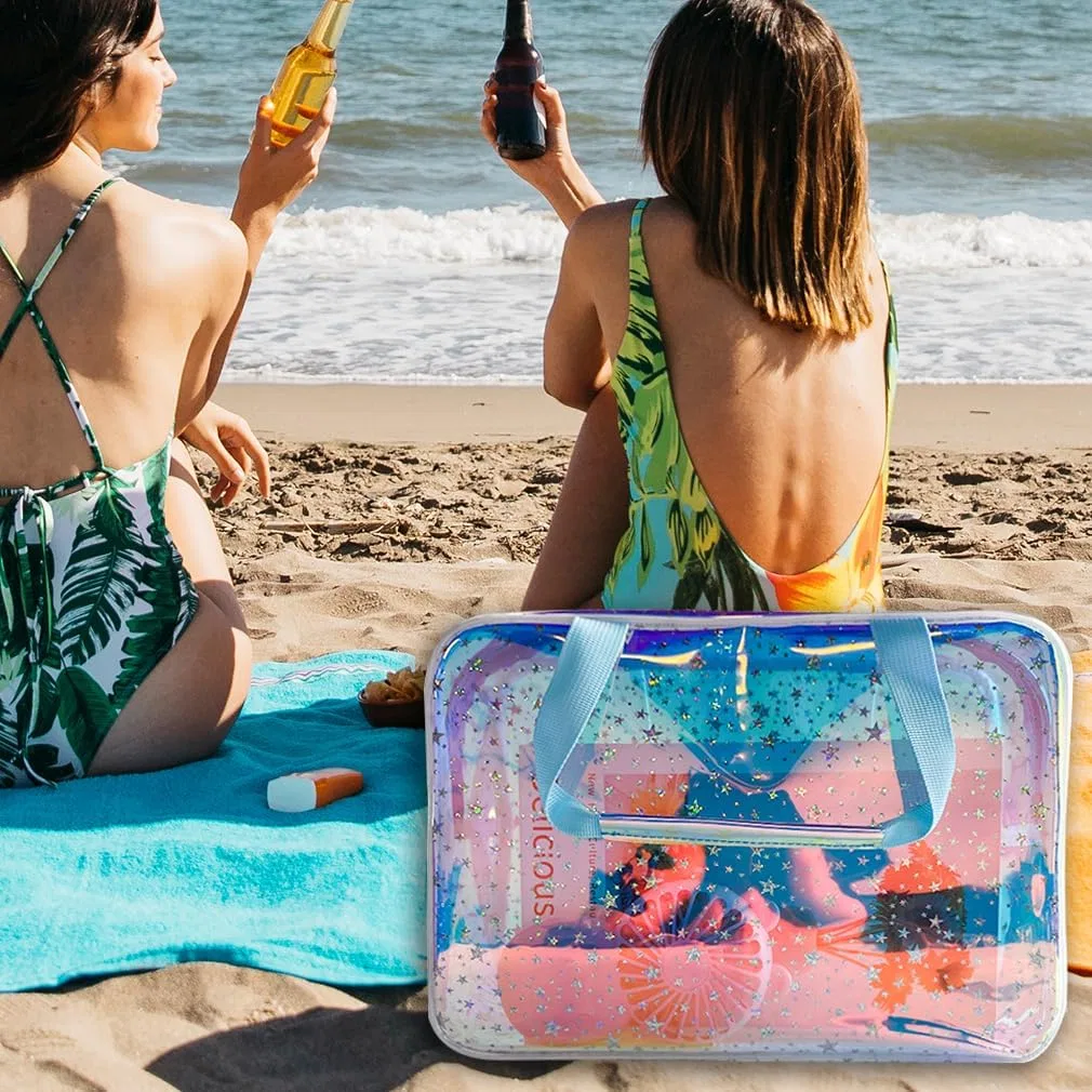 Голографическая косметичка из ТПУ с ручкой Toteprint, Holographic Blue — фото 3