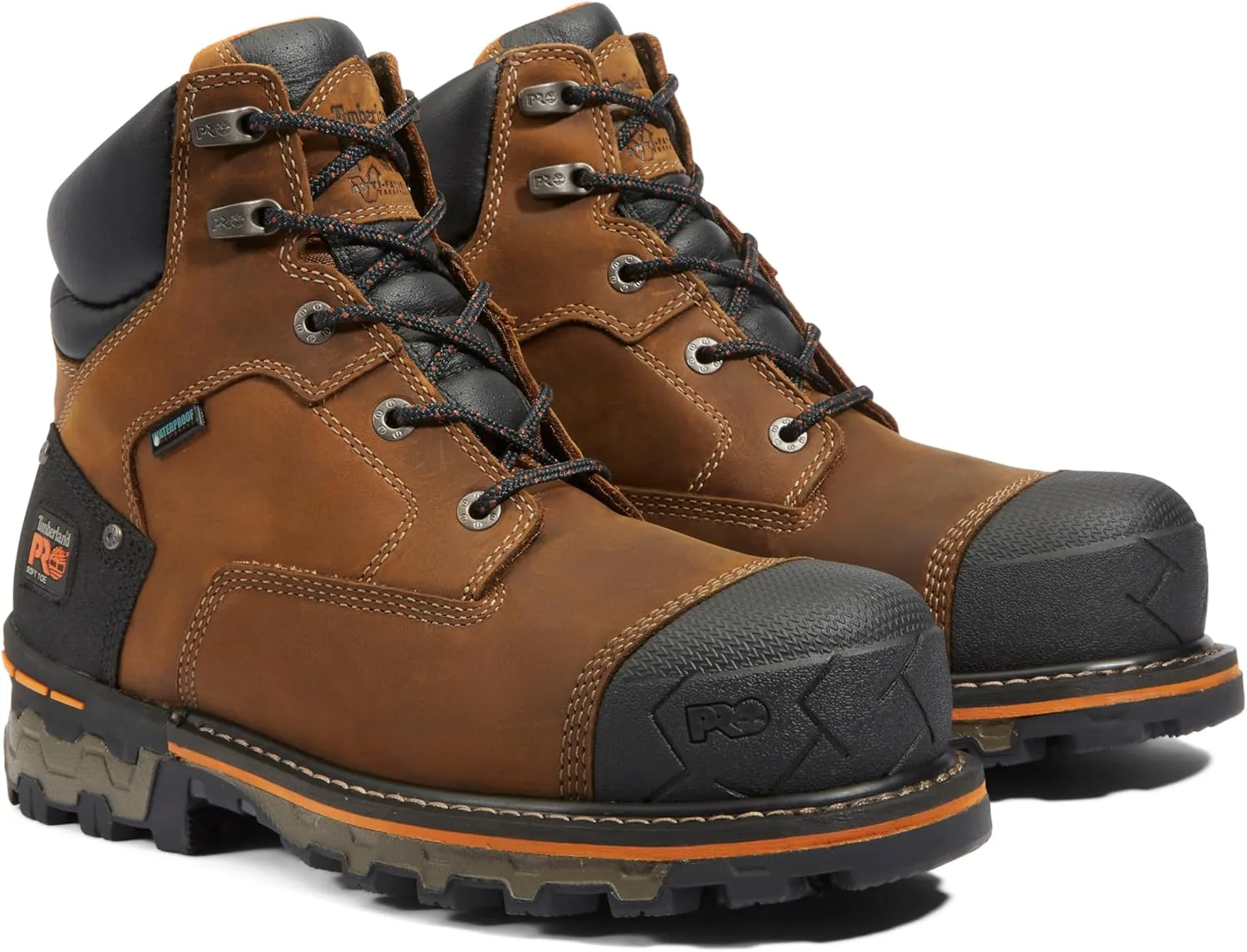 Мужские промышленные рабочие ботинки Timberland PRO Boondock с мягким носком и водонепроницаемой отделкой, 6 дюймов, коричневый — фото 4