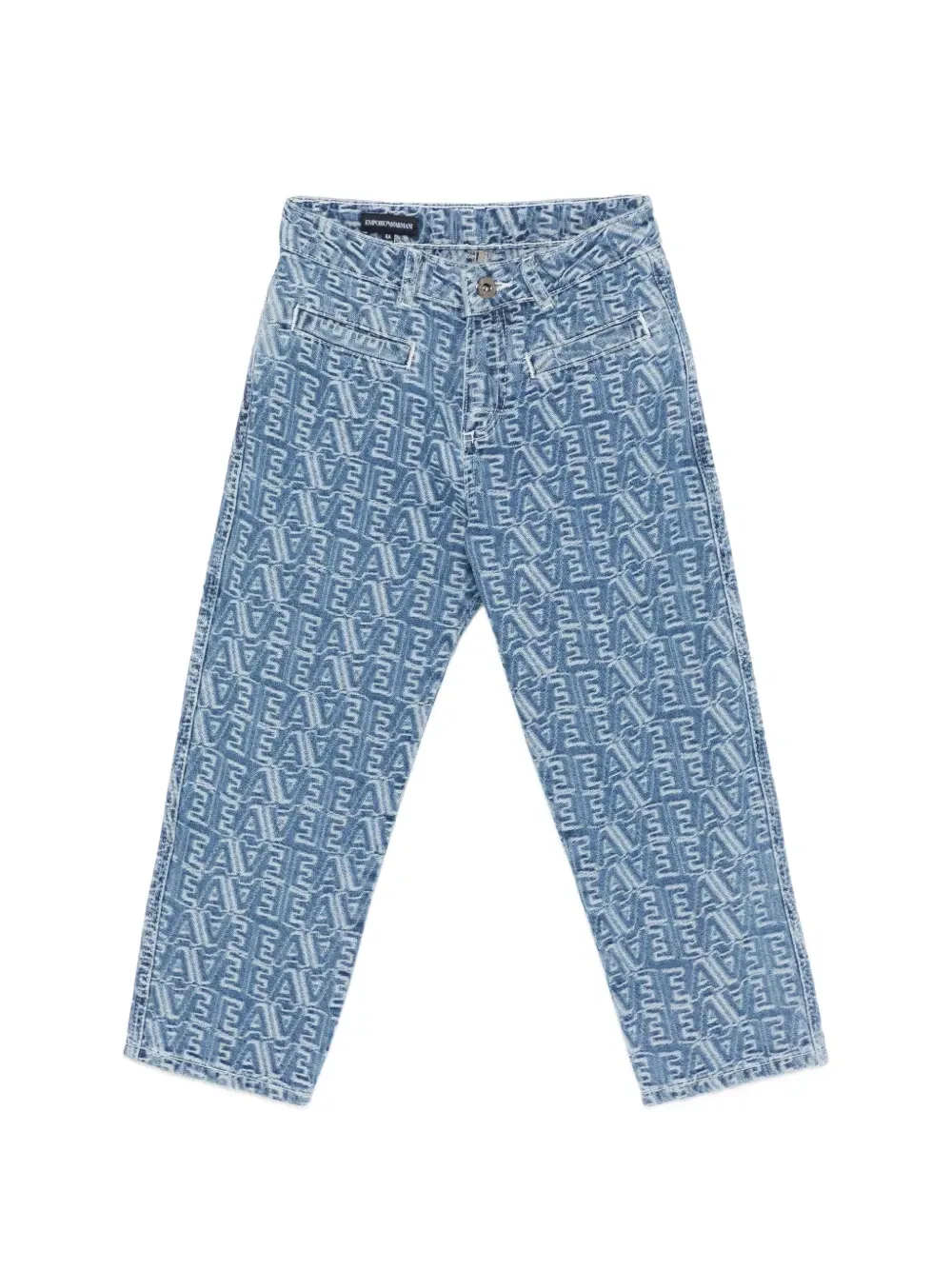 Прямые джинсы с монограммой Emporio Armani Kids, синий
