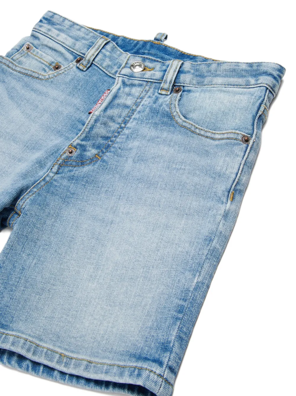 Джинсовые шорты из искусственной кожи с карманами DSQUARED2 KIDS, синий — фото 3