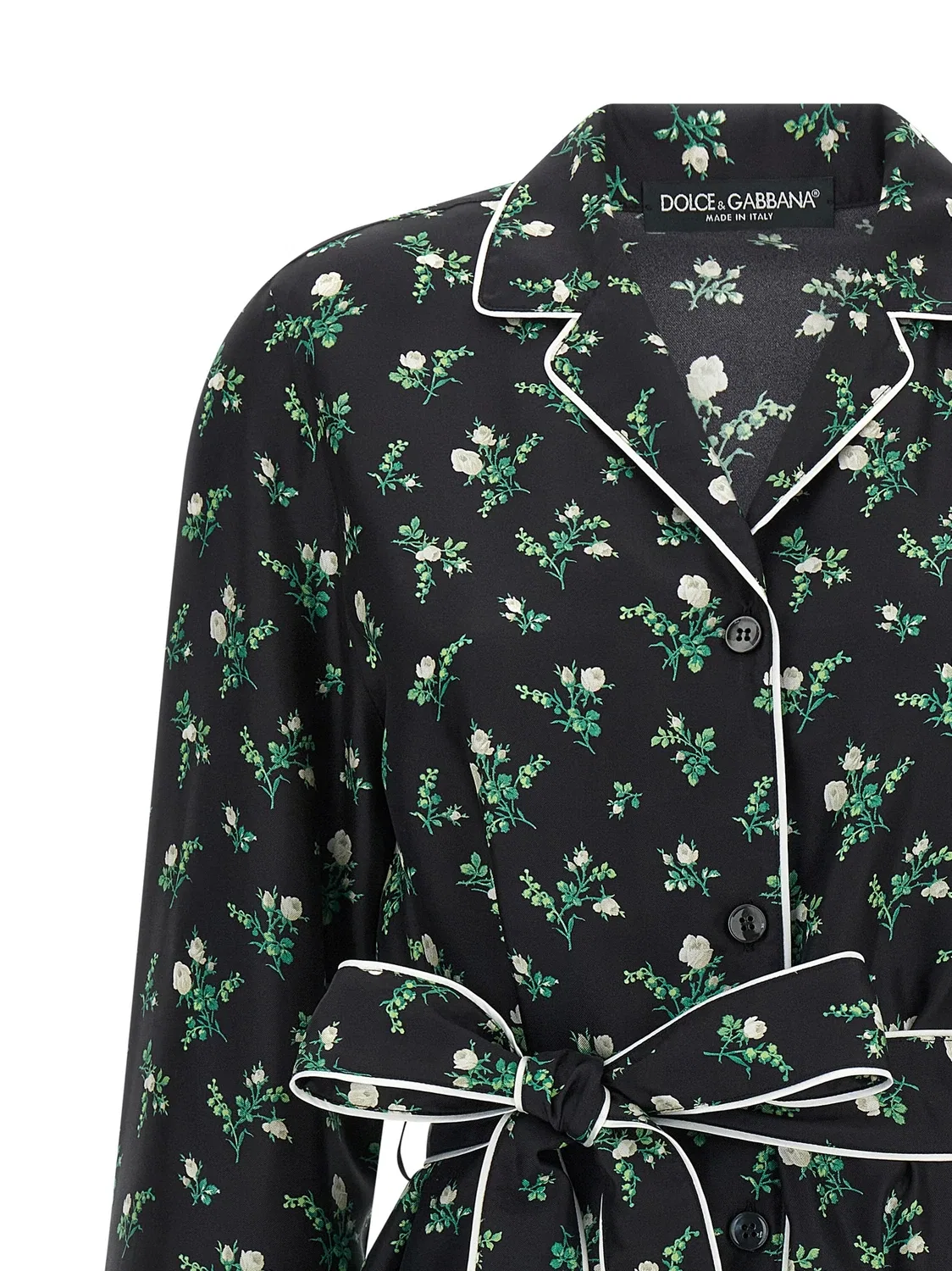 Рубашка с принтом «Розеллины и лилии цветов» Dolce & Gabbana, черный — фото 3