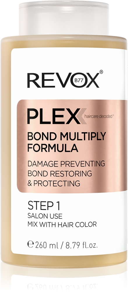 

Формула Plex Bond Multiply. Шаг 1. Защитный уход для поврежденных волос после химической укладки. Revox B77, 260 мл