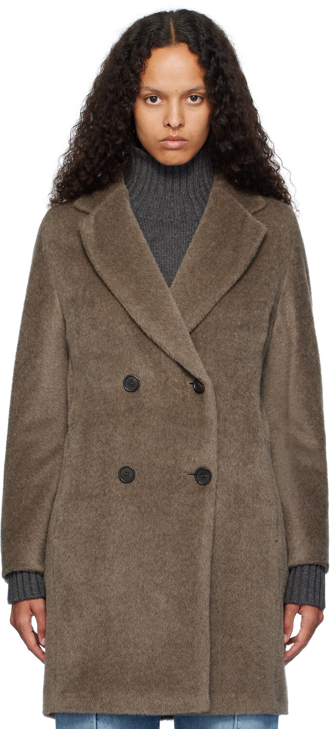 

Пальто из искусственного меха цвета Taupe Roseto Max Mara