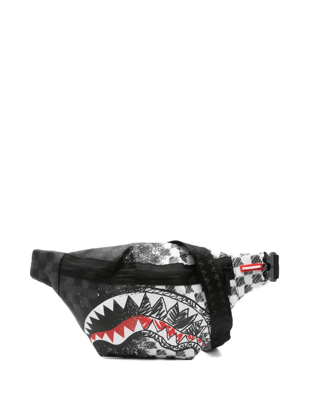

Поясная сумка с акульей шахматной клеткой sprayground kid, серый