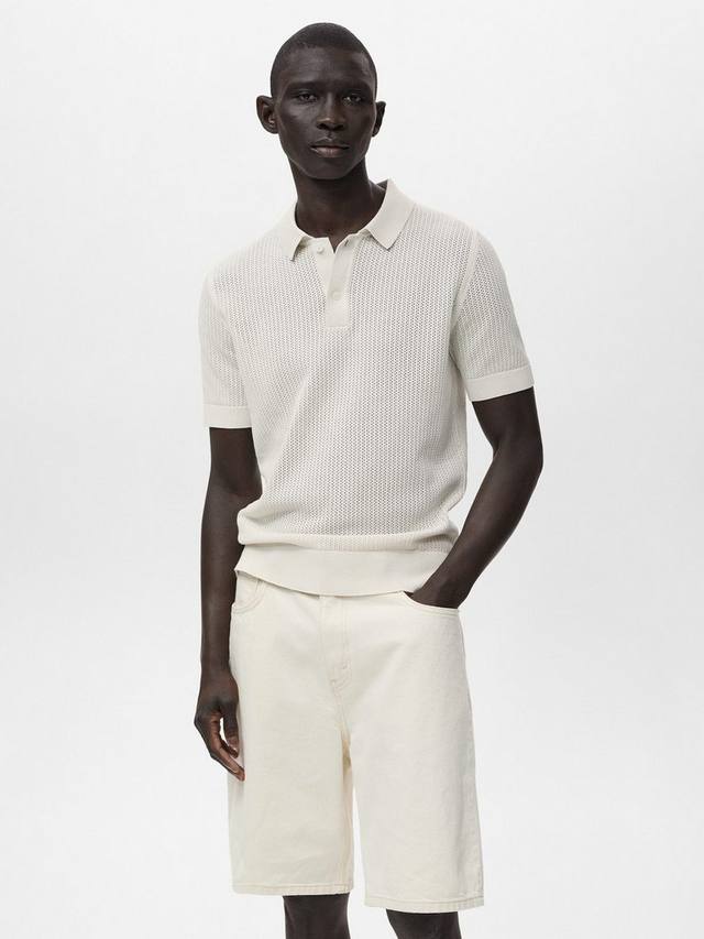 

Хлопковая поло с коротким рукавом Regular Fit из пике Mango, Natural White