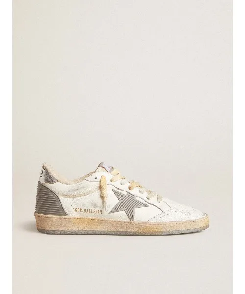Мужские кроссовки из белой напа-кожи Ball Star GOLDEN GOOSE бело-светло-серые — фото 3