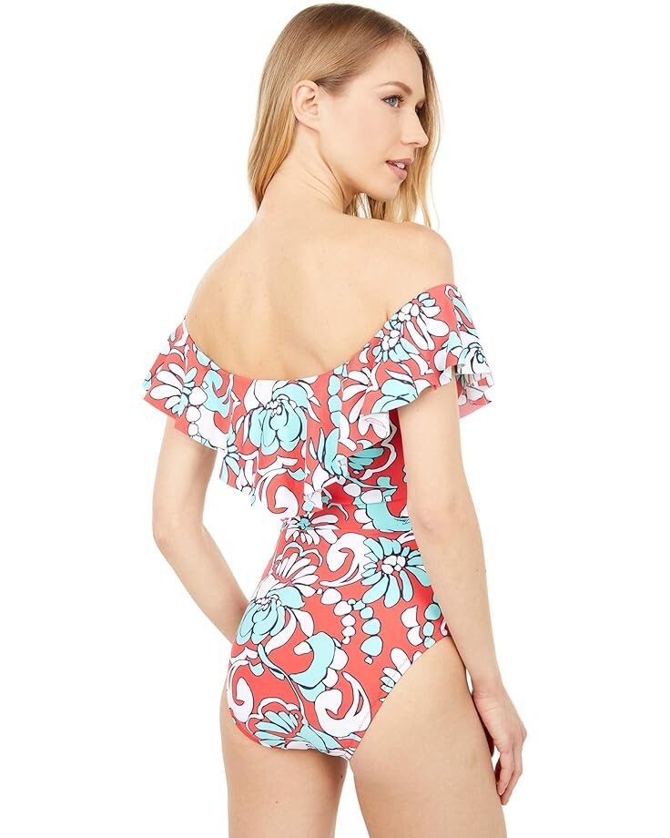 

Купальник Trina Turk Garden Bloom Off-the-Shoulder One-Piece, цвет Poppy