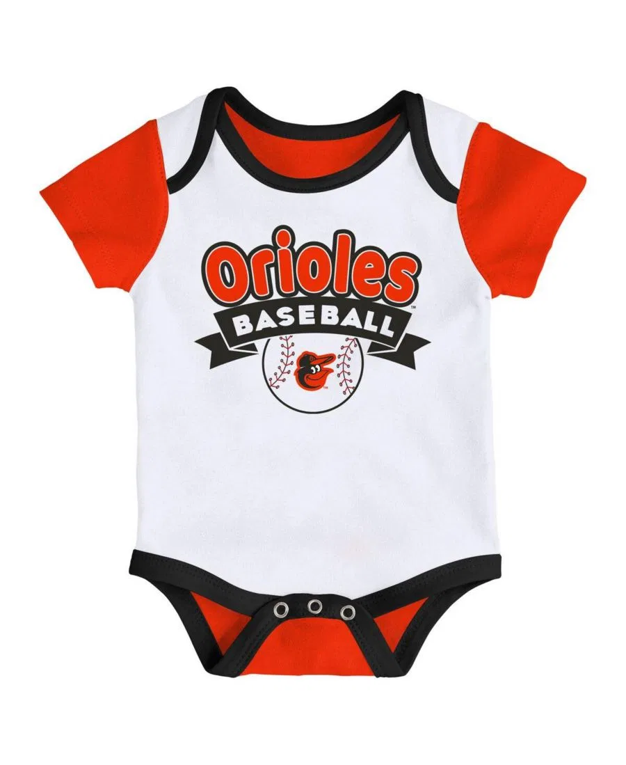 Комплект из двух боди для новорожденных с символикой команды Baltimore Orioles "Triple Hit" Outerstuff, белый/серый — фото 3