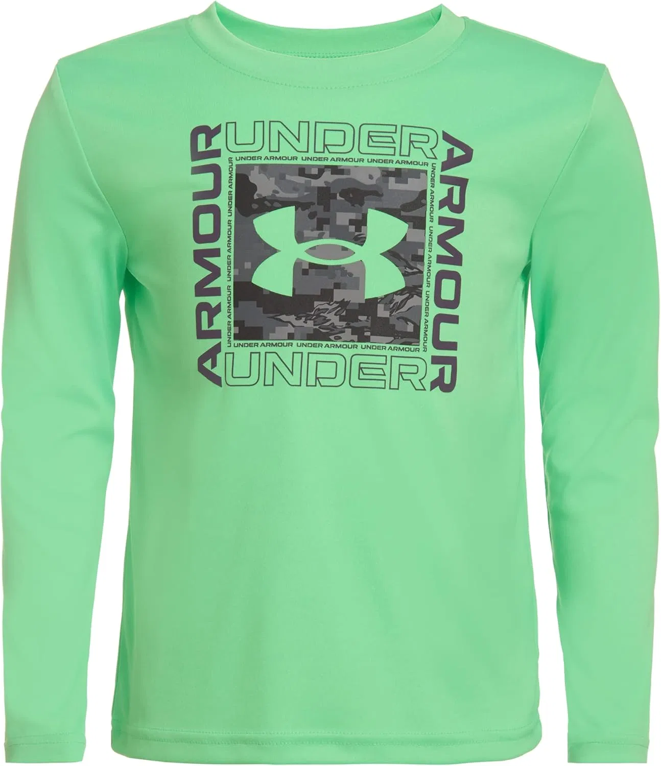 Футболка с длинным рукавом Under Armour с логотипом для мальчиков, Stadium Green F21