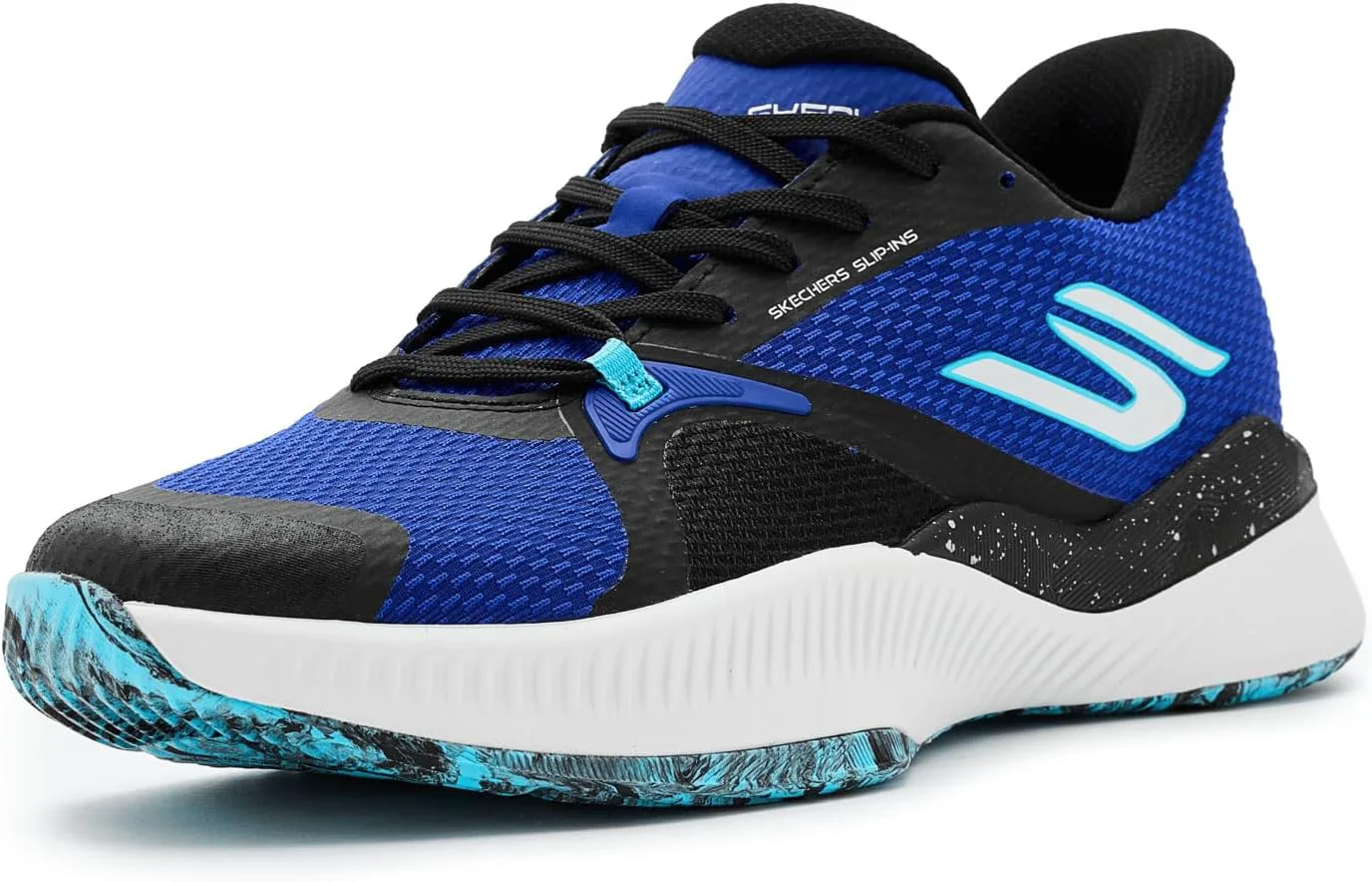 Мужские теннисные кроссовки Skechers с удобной посадкой без шнурков State Champ, черный/синий