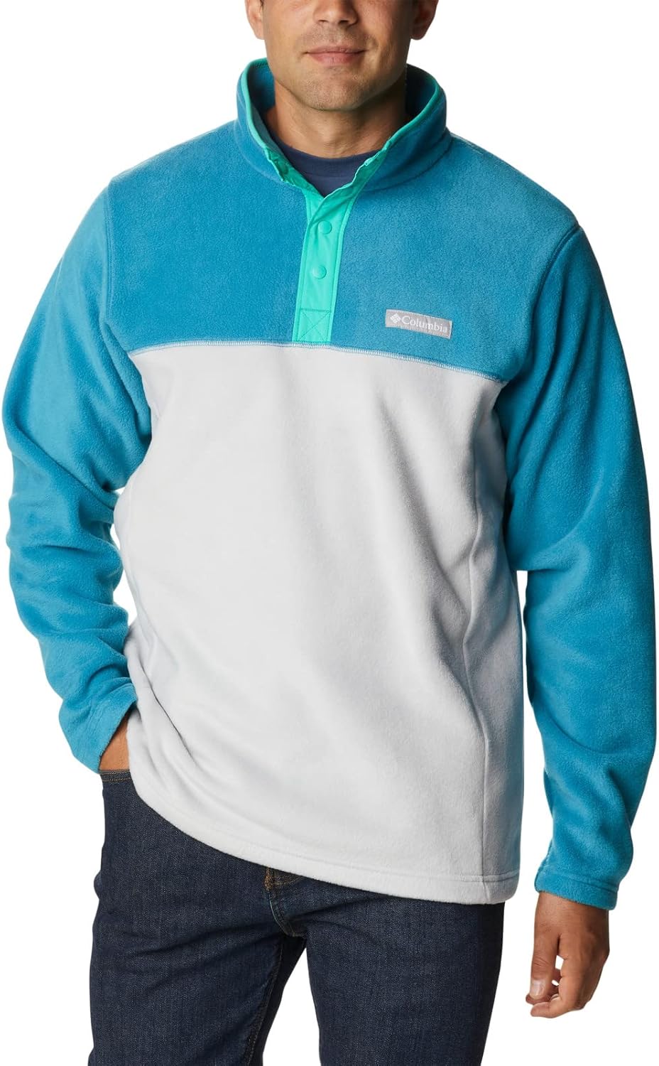 

Columbia мужская куртка Steens Mountain Half Snap, Nimbus Grey/Deep Marine/Electric Turquoise U