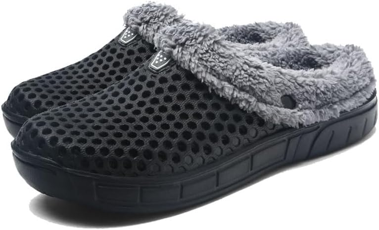 

Мужские сабо с подкладкой, дышащая сетчатая подкладка, для дома и улицы, садовые сабо, зимние тапочки Odipon, черный