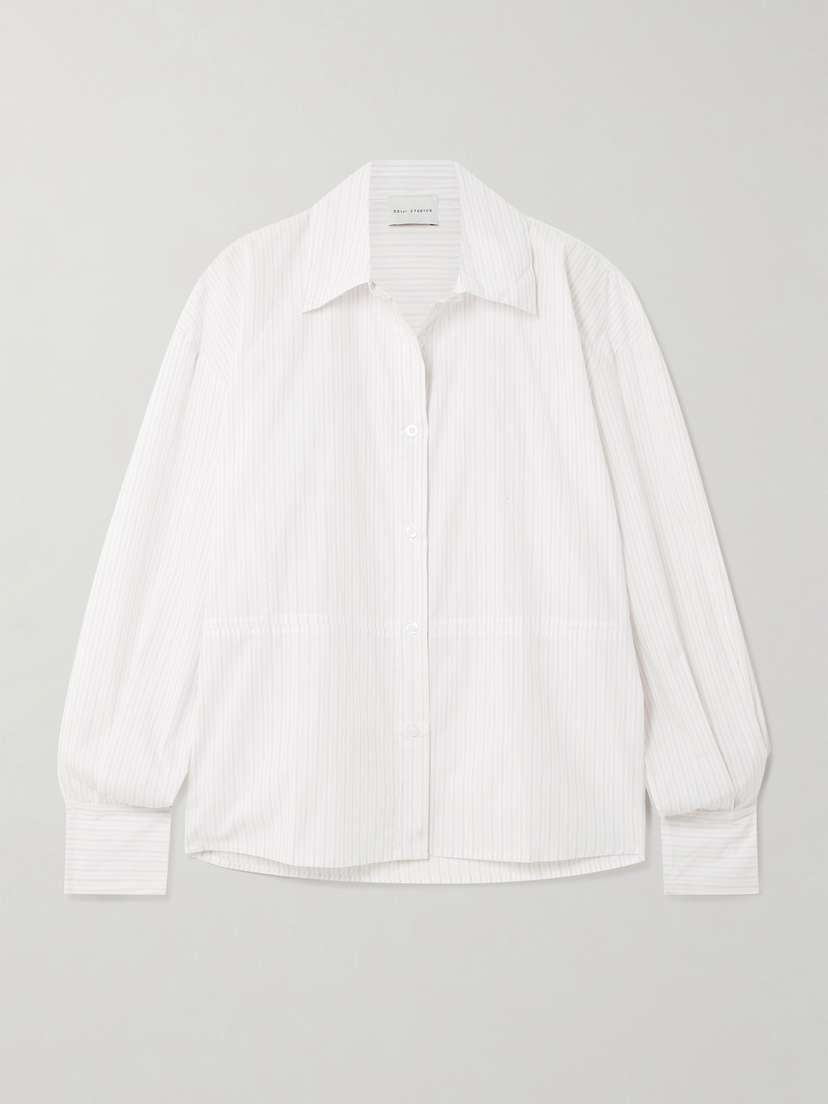 

Рубашка из органического хлопка и поплина в полоску на завязках Deiji Studios, белый