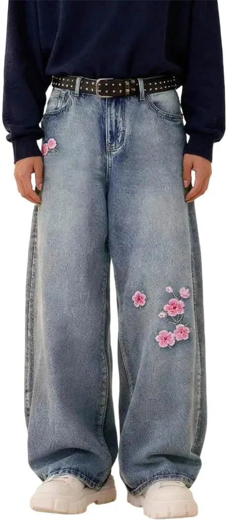 Джинсы с вышивкой, Men American Street, синий