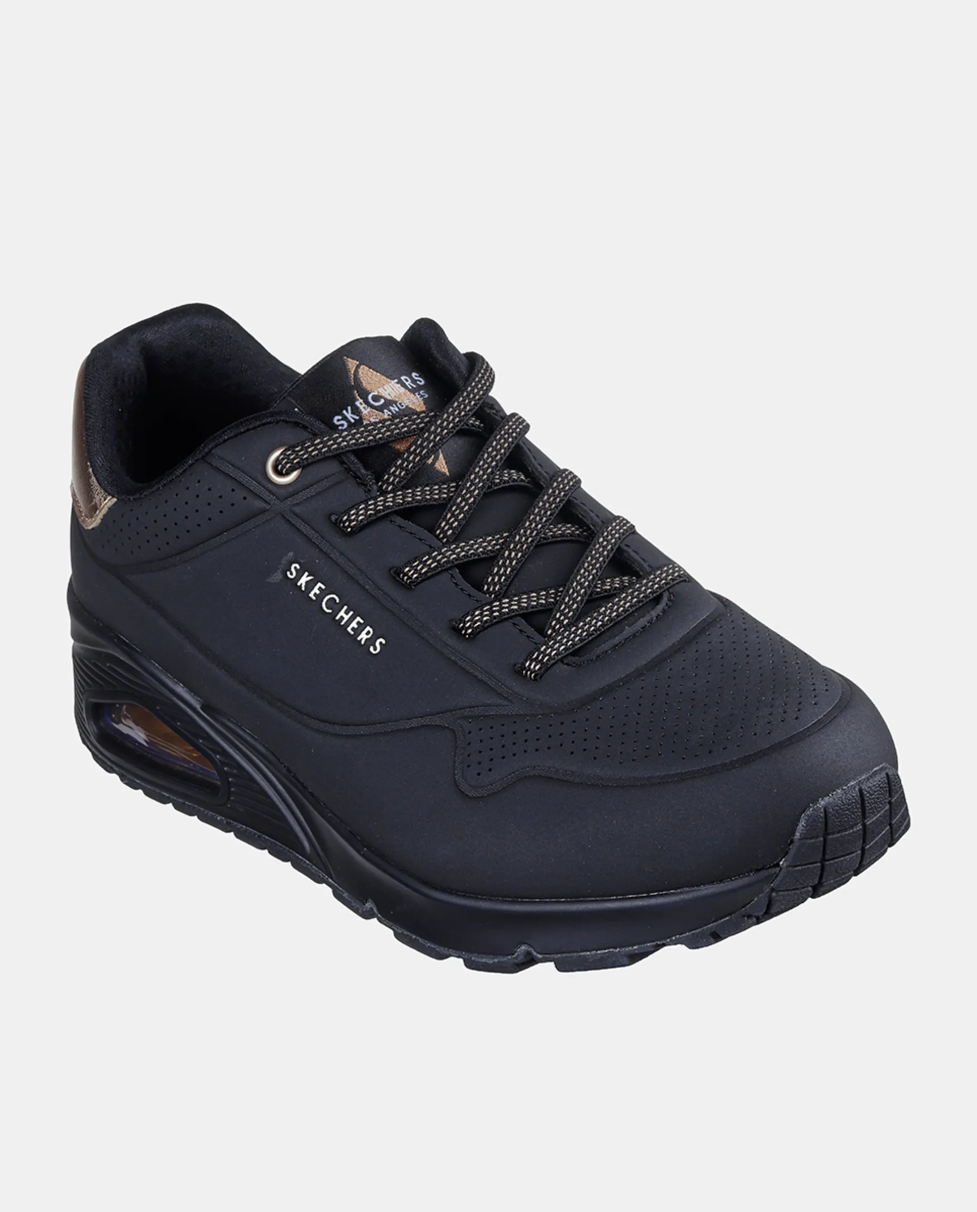Женские кроссовки из кожи с воздушной камерой Skechers, черный — фото 2