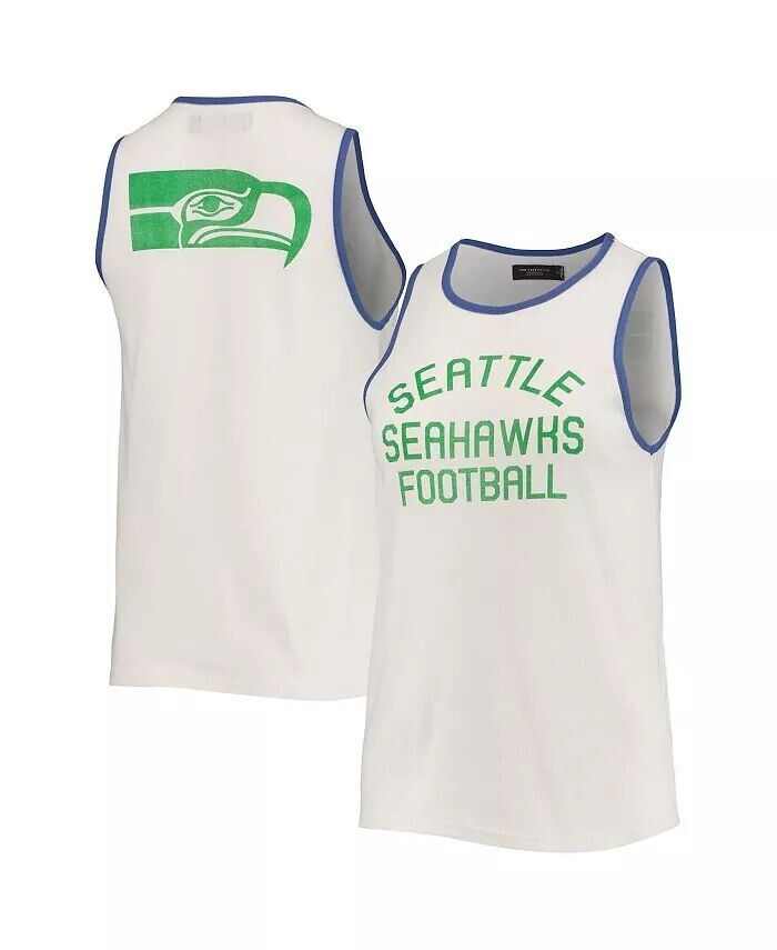 

Женская белая и королевская майка Seattle Seahawks Throwback с овальным вырезом в стиле поп-переплета Junk Food