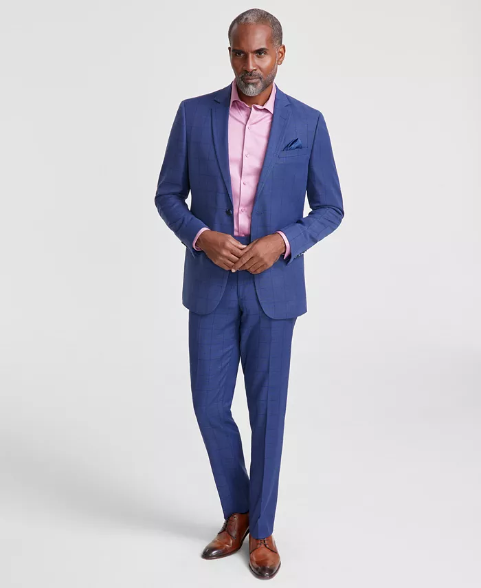 

Мужской костюм Slim-Fit в клетку Windowpane Nick Graham, синий