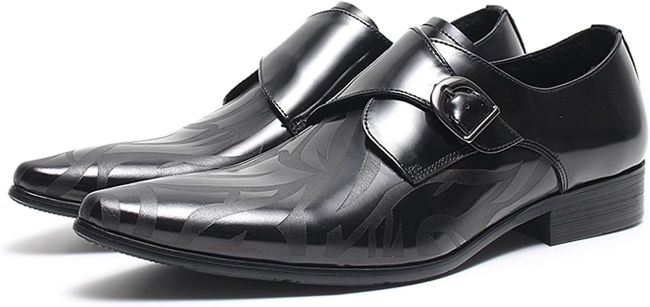 

Мужские кожаные туфли Santimon - лоферы с ремешком-монахом и одной пряжкой, с мягкой стелькой и противоскользящей подошвой для повседневного делового стиля, свадьбы и официальных мероприятий, черный