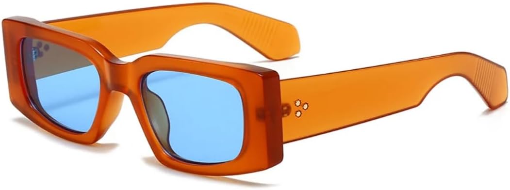 

Модные женские солнцезащитные очки в винтажном стиле с заклепками, мужские желто-синие очки с защитой от УФ-излучения UV400, трендовые панк-солнцезащитные очки UUPTTPL, Orange Blue
