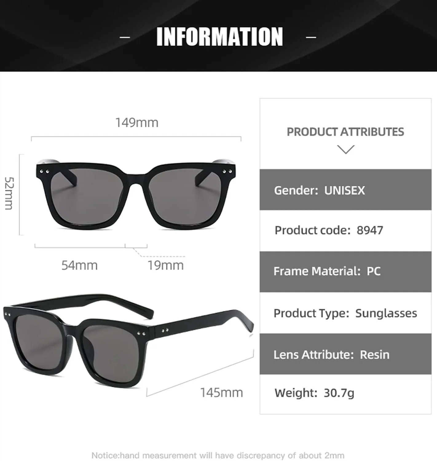 

Солнцезащитные очки XINXIN в квадратной оправе большого размера для мужчин и женщин, для повседневной носки и отдыха на природе (Цвет: E, Размер: Средний), E