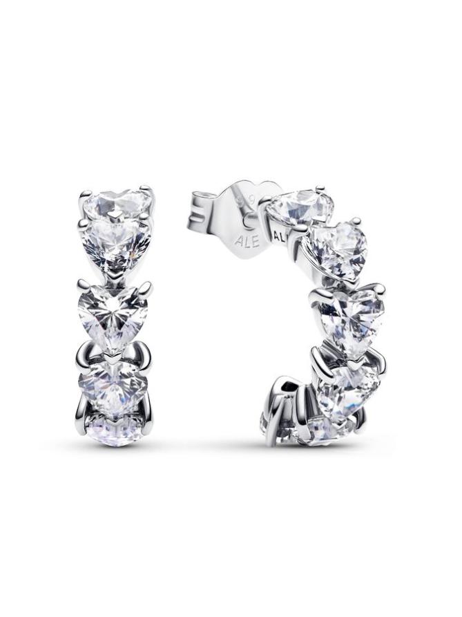 

Серьги Pandora Sparkling Hearts Open Hoop Earrings, стерлинговое серебро