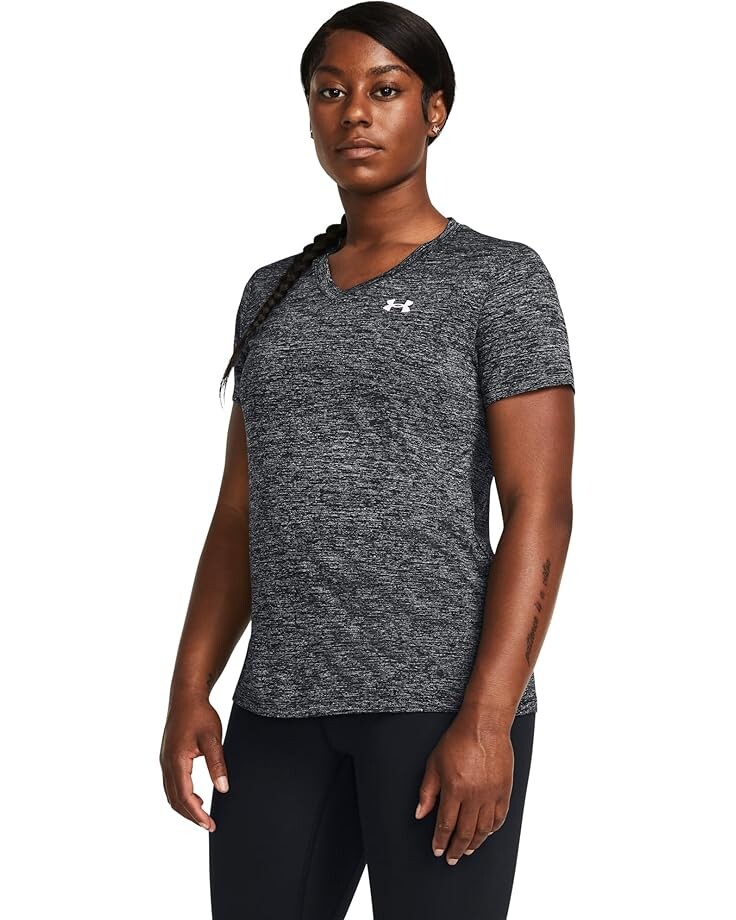 

Футболка Under Armour Tech Short Sleeve V-Neck Twist, черный/белый