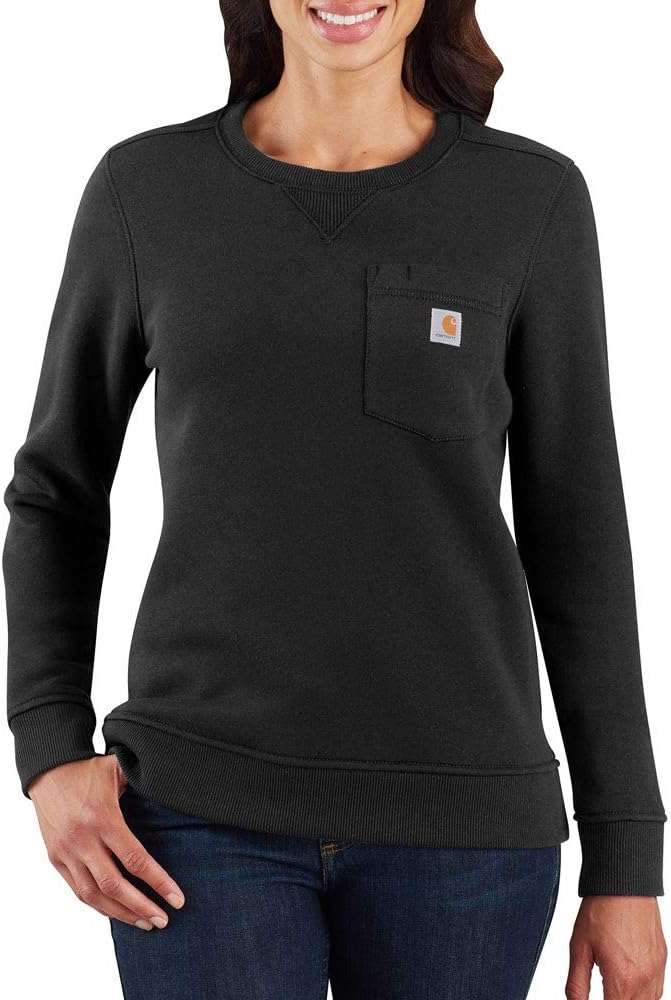 

Carhartt Women's Clarksburg Crewneck Pocket Sweatshirt, Black, Черный, Carhartt Women's Clarksburg Crewneck Pocket Sweatshirt, Black