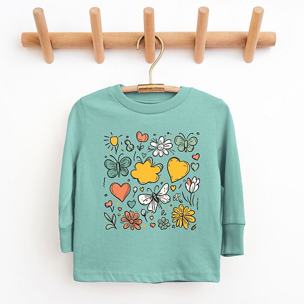 Футболка с длинным рукавом Flowers and butterflies The Juniper Shop, Seafoam — фото 2
