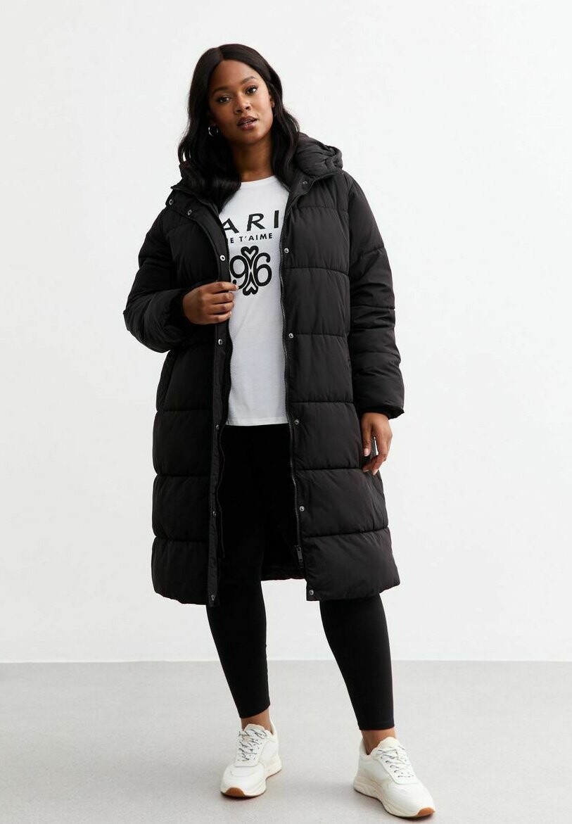 

Зимнее пальто CURVES LONG SLEEVE PUFFER New Look Curves, черный