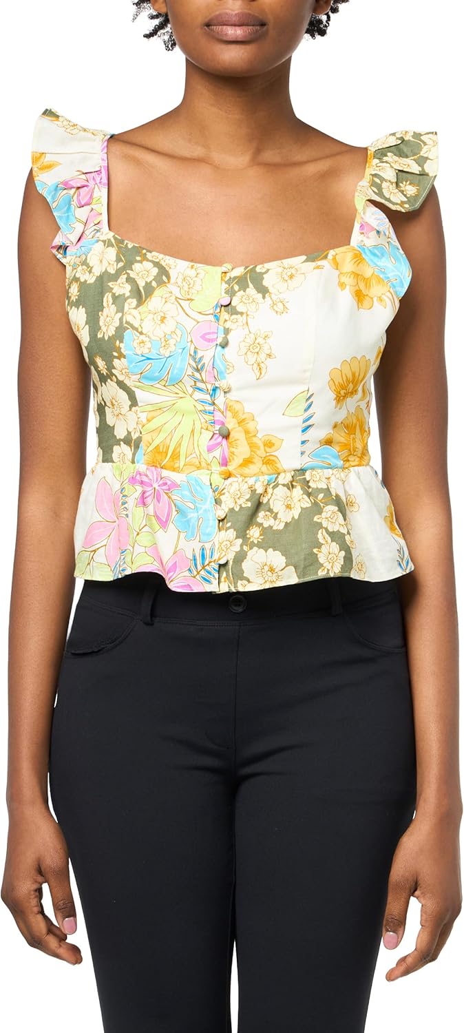 

Женский топ без рукавов Carine с баской от GUESS, Gold Coast Floral Print