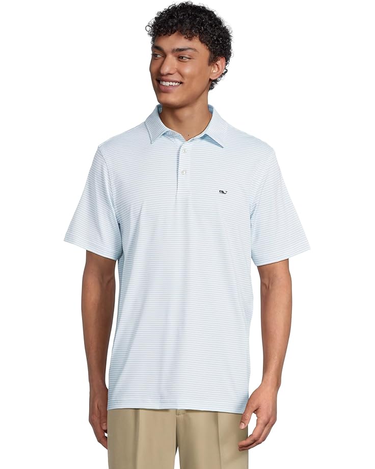 

Поло Vineyard Vines Bradley Stripe Sankaty Polo, цвет White/Aq Haze