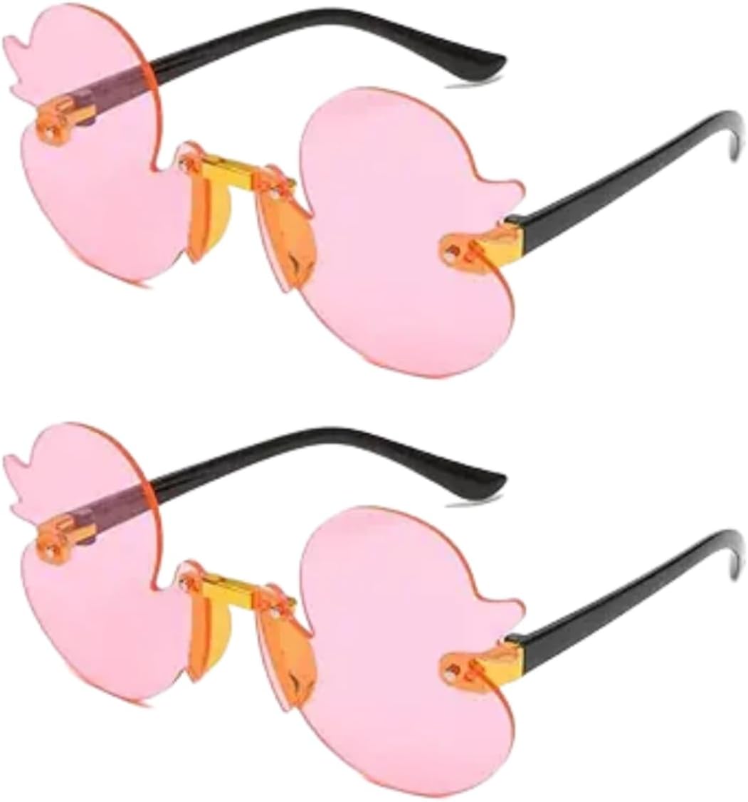 

2 шт. мультяшные солнцезащитные очки без оправы с изображением маленького утёнка, для мальчиков и девочек, копия солнцезащитных очков Tide, подарок для девочек (розовые) DPWOUM