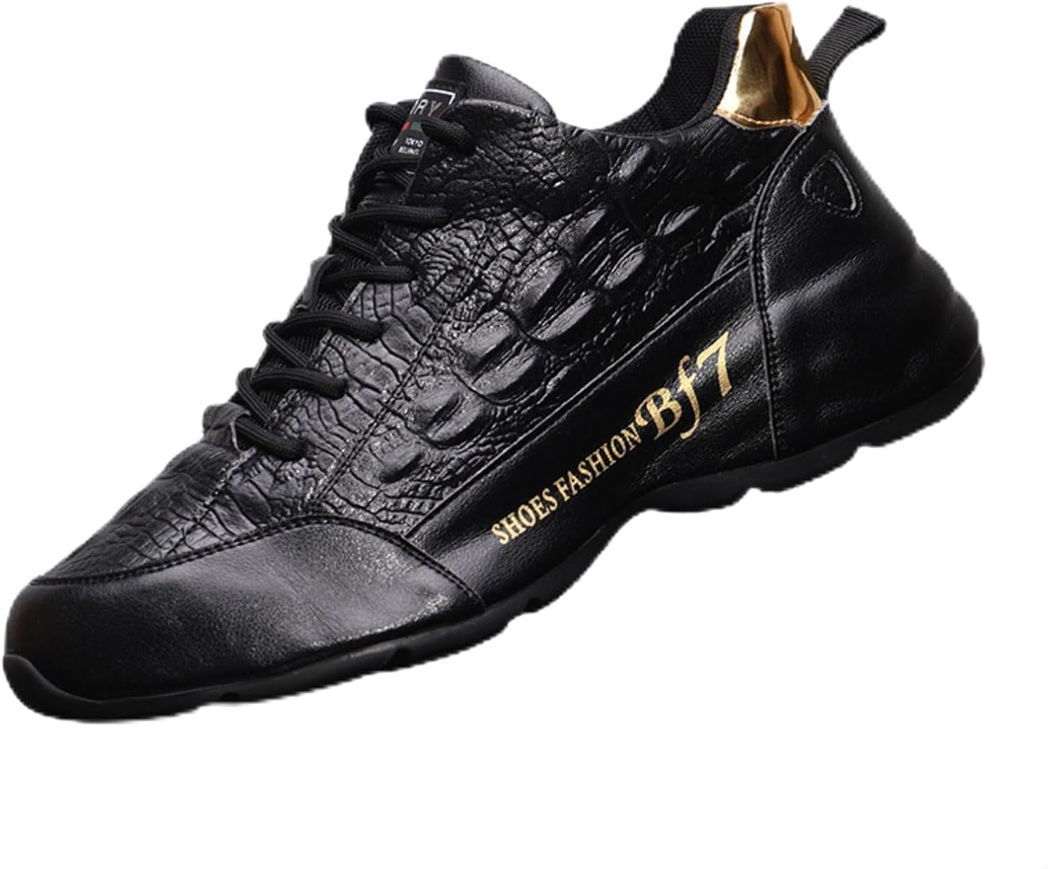 

Мужские кроссовки с высоким верхом из кожи с узором под крокодила, на шнуровке, легкие, мягкая подошва с противоскользящим эффектом, спортивная обувь для баскетбола, тенниса, прогулок, бега и волейбола Netehadi, черный