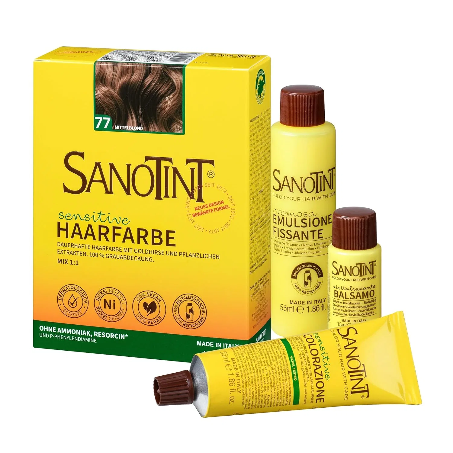 Стойкая краска для волос «Sensitive Light» 77 Medium Blonde от Sanotint Sanotint