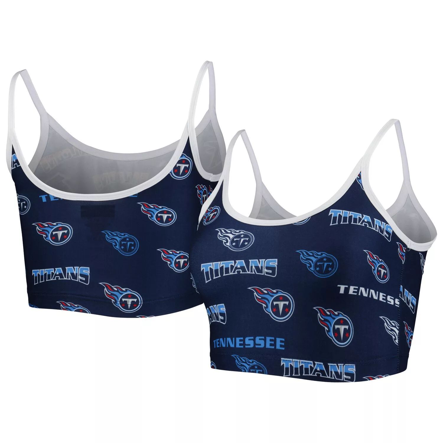 

Женский спортивный бюстгальтер Concepts Sport темно-синий/белый Tennessee Titans Breakthrough Allover Knit Sports Bra