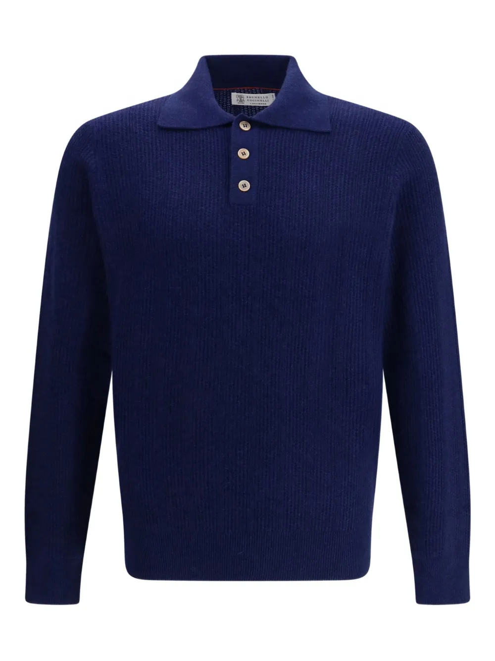 

Кашемировая рубашка поло с длинными рукавами Brunello Cucinelli, синий