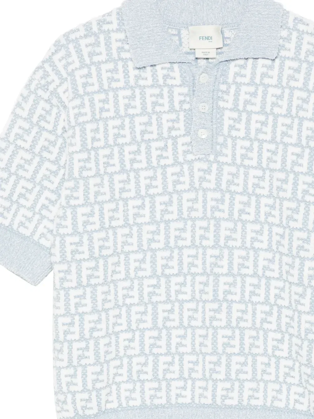 Рубашка поло с узором FF Fendi Kids, синий — фото 3