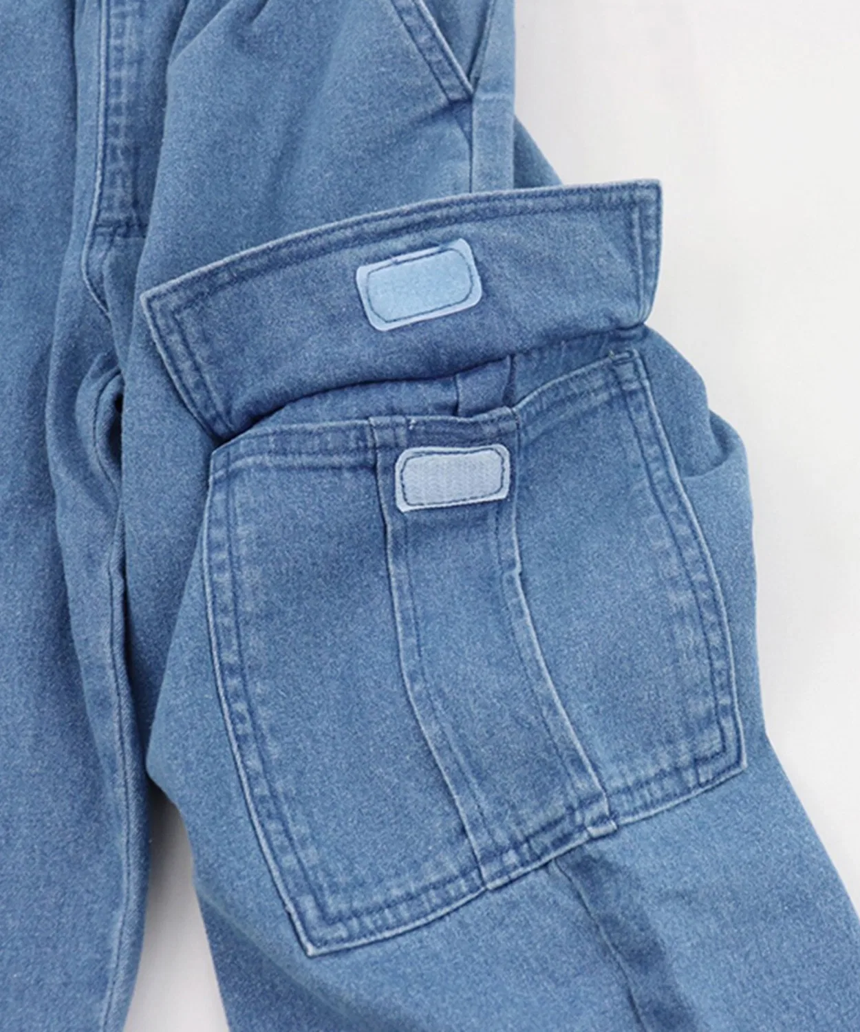 Детские карго-брюки из стрейч-денима Njeans, 98% хлопок, 2% эластан, тёмно-синий — фото 2