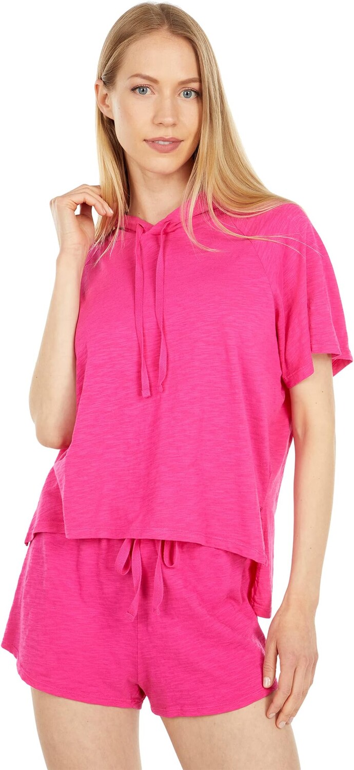 

Худи bobi Los Angeles Slubbed Jersey Short Sleeve Hoodie Tee, цвет Cabaret
