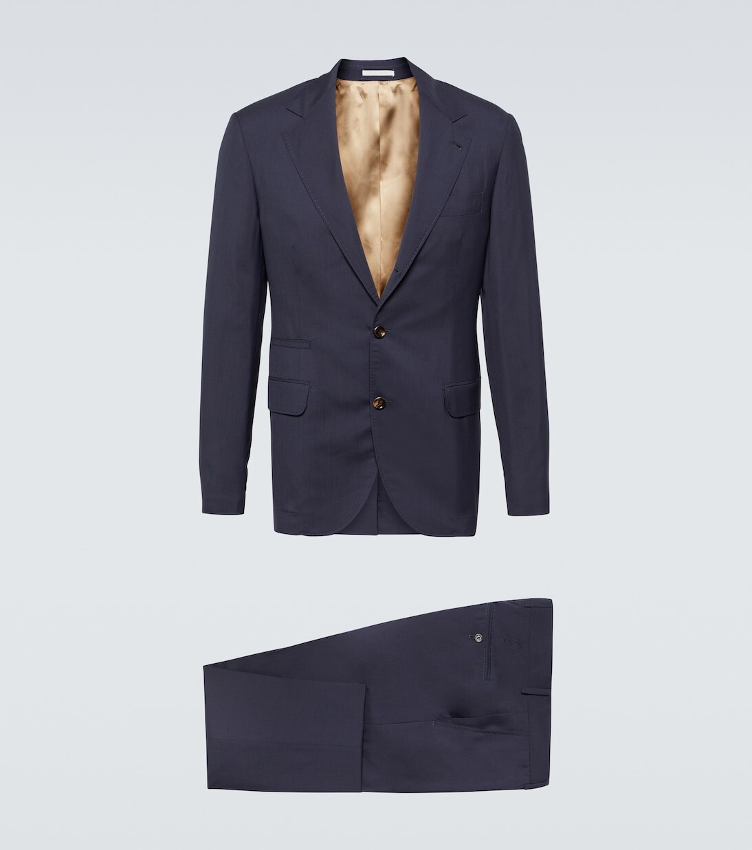 

Однобортный костюм из шерсти и шелка Brunello Cucinelli, синий