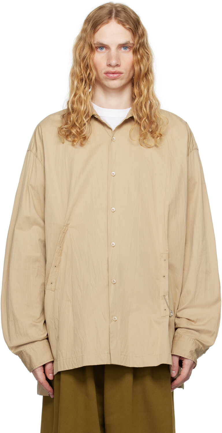 

Бежевая рубашка из твила Dries Van Noten